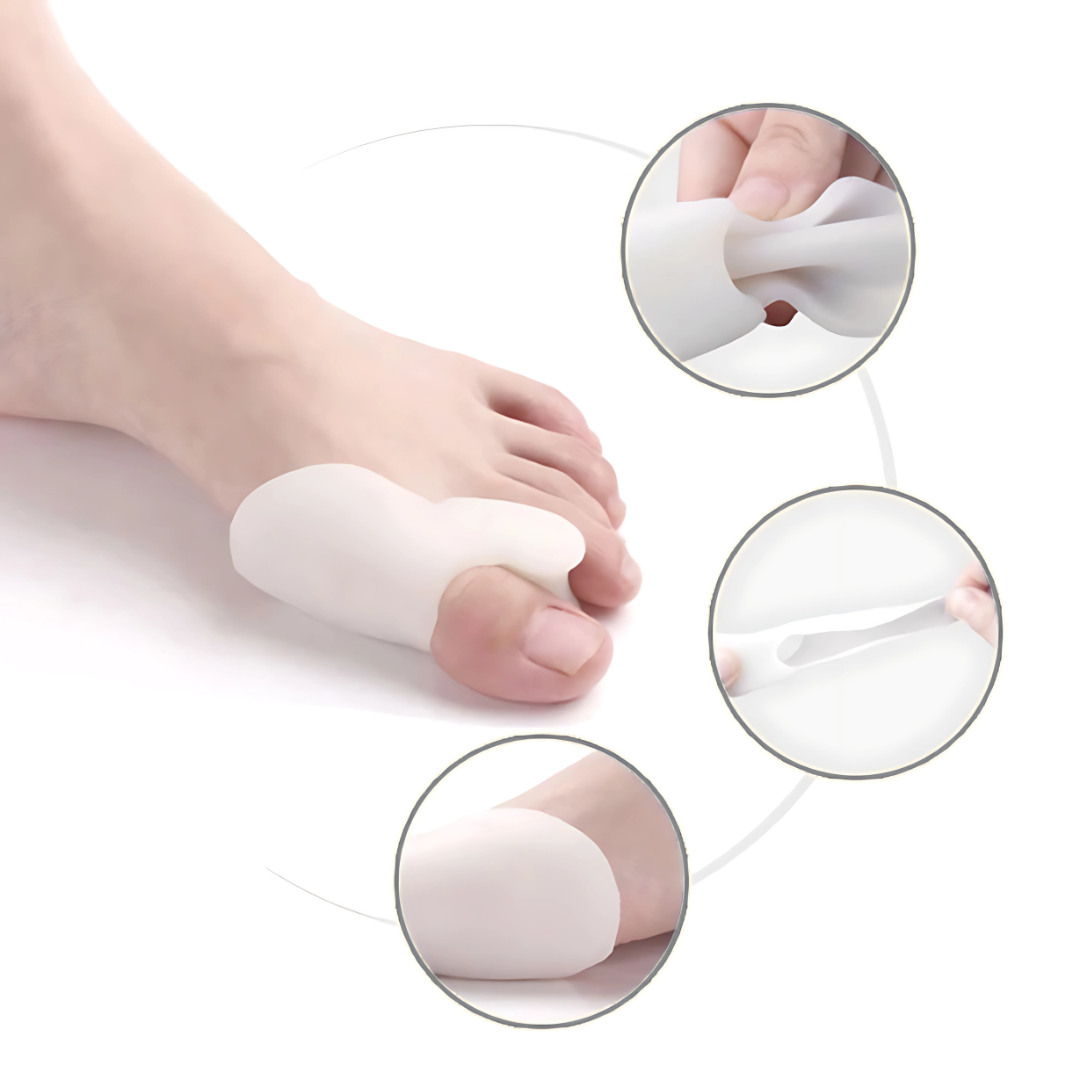 Protetor DuoFlex em silicone para conforto e alinhamento dos dedos dos pés